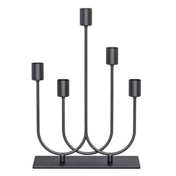 "smtyle Black Taper Candle Hodlers for Candlesticks Set of 5 Candelabra with Iron-0.8"" Diameter Ideal Decor for Table Centerpiece"