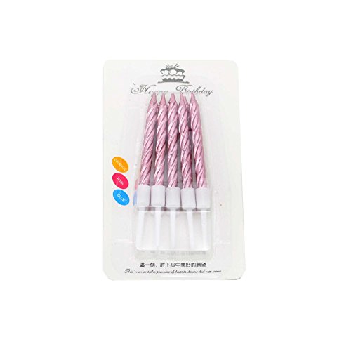 10pcs Spiral Rose Pink Candles for Birthday Wedding Anniversary Dinner Party Cake Topper Table Decorations