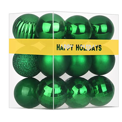 18Pcs Christmas Balls Ornaments for Xmas Tree - Shatterproof Christmas Tree Decorations Medium Hanging Ball Green 2.5in x 18 Pack