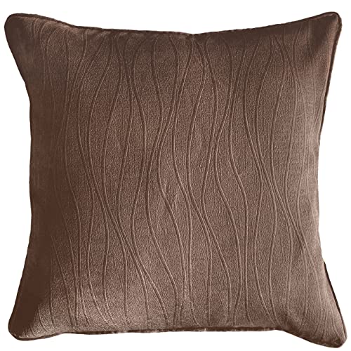 Enhanced Living Goodwood Bronze Wave Embossed Cushion Cover - 43x43cm