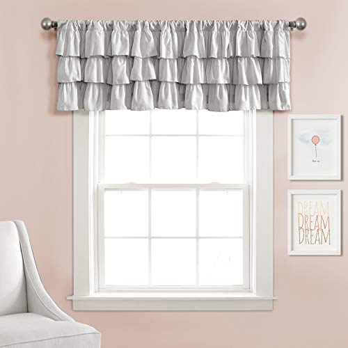 "Lush Decor Belle Valance Vintage Chic Style Single Curtain, 84"" W x 18"" L, Gray"