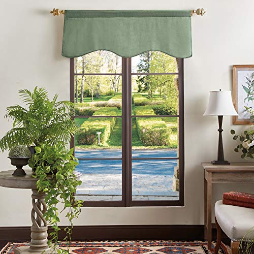 "Martha Stewart Blackout Scallop Window Curtain Valance, Woven, Green, 50"" W x 18"" L (Pack of 1)"