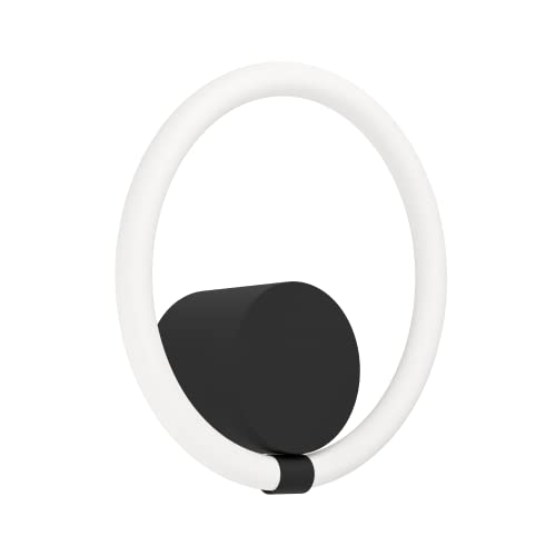 Eglo LED wall Light Caranacoa, Minimalist Indoor lamp, Living Room and Hallway Lighting Fixture, Black Metal and White Plastic, Warm White