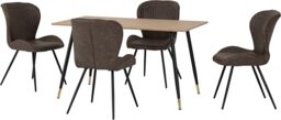 Hamilton Medium Dining Set with Quebec Chairs,Medium Oak /Brown Leatherette