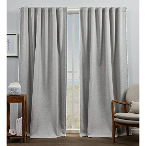 "Exclusive Home Marabel Lined Room Darkening Blackout Hidden Tab Top Curtain Panel Pair, 54""x96"", Grey White, Set of 2"
