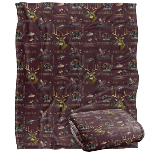 Jq Licensing - Cf-Jp Big Game Deer, Ducks, Turkey, Pheasant Hunting Pattern Silky Touch Super Soft Throw Blanket 152 X 127 Cm