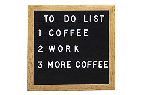 "Pearhead Natural Wood And Black Felt Classic Letter Board Set, Includes 294 White Letters, Modern Reusable Message Board, Gender Neutral Photo Prop, Nursery And Home Decor, 10"" x 10"""