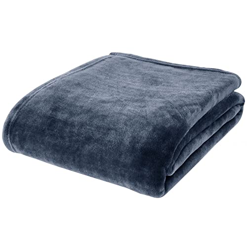 Catherine Lansfield Extra Large Raschel Velvet Touch 200X240cm Throw Navy