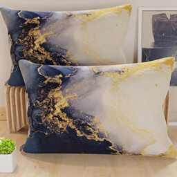 PETTI Artigiani Italiani - Pair of Pillow Cases 30 x 50 cm in Microfibre, Cushions for Bedroom Furniture, Sofa, Living Room, Set of 2 Cushion Covers, Blue Marble Pillowcase, 100% Made in Italy