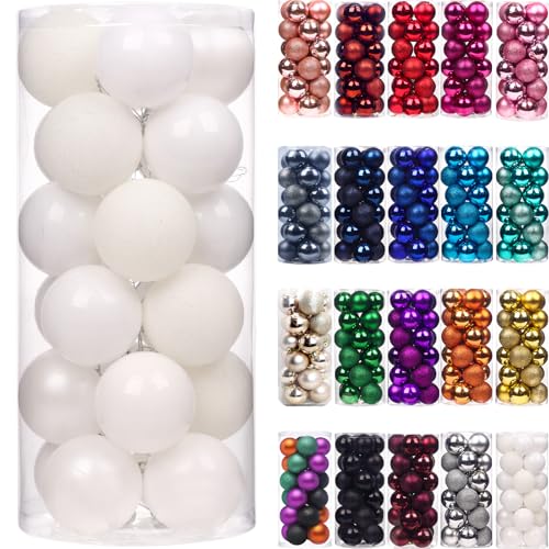 "Emopeak 24 Unbreakable Christmas Balls 2.5"" - Multicolor and Exquisite Finish - Ideal for 5'-40' Trees - Christmas Decoration"