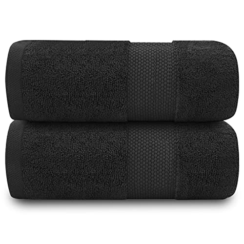 Gaveno Cavailia Egyptian Cotton Thick Absorbent 700 GSM Miami Bath Sheet [ Pack of 2-Black (90x140 cm)