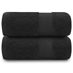 Gaveno Cavailia Egyptian Cotton Thick Absorbent 700 GSM Miami Bath Sheet [ Pack of 2-Black (90x140 cm)