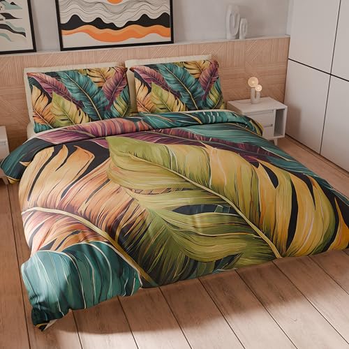 PETTI Artigiani Italiani - Single Duvet Cover Set 140 x 200 cm (1 Pillowcase 63 x 63 cm Included), Microfibre Duvet Cover Set with Digital Floral Print 04 199 - Made in Italy