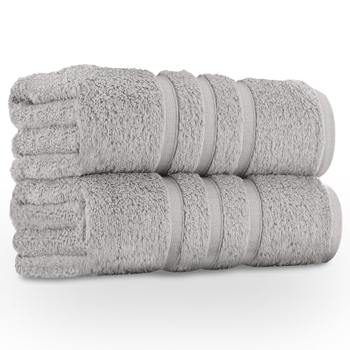 GC GAVENO CAVAILIA Premium Jumbo Bath Sheet 2 Pack - 100% Ring Spun Cotton Towels Bath Sheet - Highly Water Absorbent & Quick Dry Extra Large Bath Sheets - Soft Hotel Quality Bath Towel - Silver