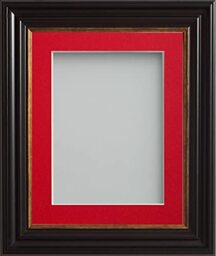 Frame Company Emson Black Picture Photo Frame with Red Mount - 16x12 for pic size 12x10 *Choice of Sizes* Fitted with Real Glass