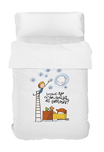 RIPSHOP Duvet cover with two cushions Deco 100% cotton Sleeping model by Joan Turú in català for 105 bed (170 x 240 cm).