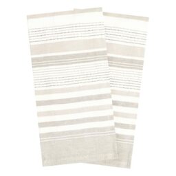 "T-Fal Premium Dual-Sided Skipping Striped Kitchen Towels (2-Pack), 18"" x 28"", Highly Absorbent, Long-Lasting, Reversable 100% Flat-Weave Cotton Dish Towels, Hand Towels, Bar Towels, Toast"
