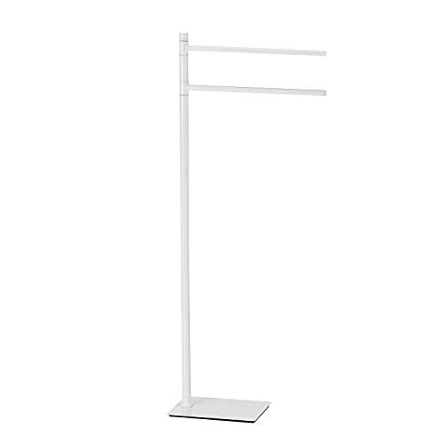 GEDY G-Seoul White Floor Lamp with Black Finish, Measures 83.3 x 34 x 14 cm, Floor Towel Holder in Stainless Steel and Cromall, 4mm Spool Included, Metal, One Size