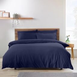 Catherine Lansfield So Soft Non-Iron King Duvet Cover Set with Pillowcases Navy Blue