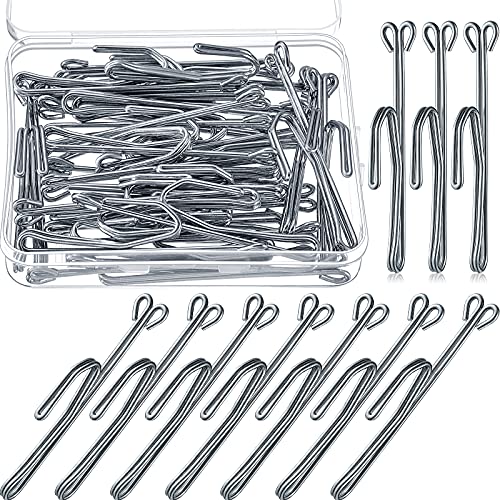70 Pieces Metal Curtain Hooks Slip on Drapery Hook Shower Curtains Hooks Stainless Steel Drapery Pins and Hook for Window Door Curtain and Bathroom (Silver)