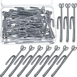 70 Pieces Metal Curtain Hooks Slip on Drapery Hook Shower Curtains Hooks Stainless Steel Drapery Pins and Hook for Window Door Curtain and Bathroom (Silver)