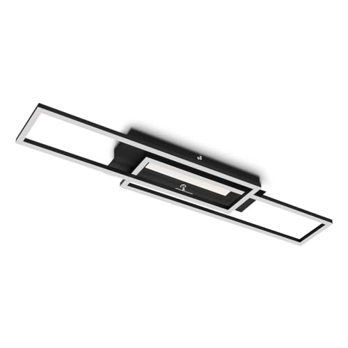 BRILONER Leuchten 3546-015 LED Ceiling Light with Middle Light, Warm White Light Colour, Separately Switchable LED Ceiling Light, Memory Function, Swivelling Living Room Lamp, Black