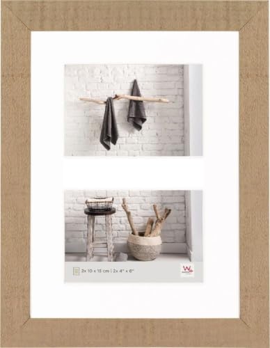 walther design Picture Frame Beige 2X 10x15 cm Gallery with PassepArtout, Home Wooden Frame HO215C