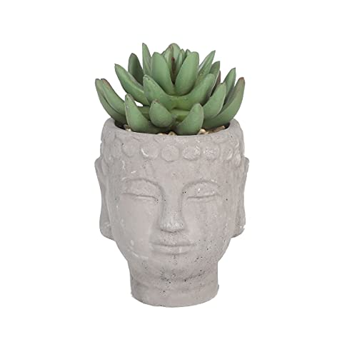 Sleepdown Halo Green Leaf Buddha Pot Artificial Faux Plant for Home Office Bathroom Decor Indoor Decoration Aesthetics, Small