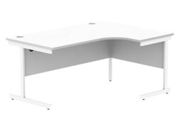 Office Hippo Essentials Right Corner Desks, Home Writing Computer Desk Office Desk For Work Place Or Home, Home Office Radial Desk With Cable Port Management, White Frame, Arctic White, 160 x 120cm