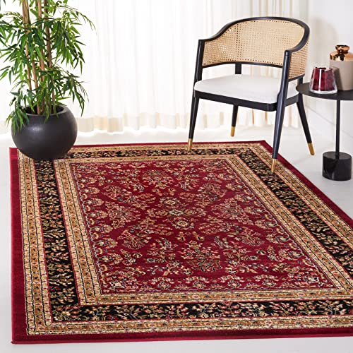 Safavieh Traditional Rug for Living Room, Dining Room, Bedroom - Lyndhurst Collection, Short Pile, in Red and Black, 120 x 180 cm