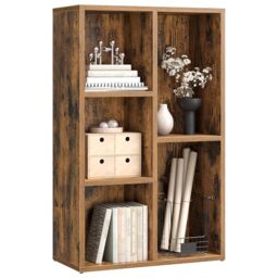 VASAGLE Bookcase, Bookshelf, Storage Shelf with 5 Compartments, Standing Shelf, Cube Shelf, for Living Room, Home Office, Dinning Room, Rustic Brown LBC025X01
