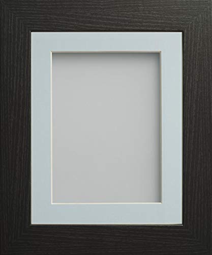 Frame Company Watson Black Picture Photo Frame fitted with Perspex, 10x8 inch with Light Blue Mount for image size 7x5 inch