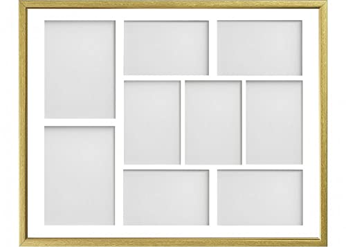 Frame Company Drayton Multi Aperture Photo Frame, Gold with Gold Inset, 20x16 for 6x4 inch (x7) 7x5 inch (x2)