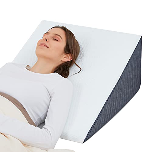 "Touchutopia Bed Wedge Pillow for Sleeping, 10"" 24"" 24"" Bamboo Triangle Pillow Wedge, Cooling Memory Foam Top, Elevated Support Wedge Pillow - Removable Washable Cover"