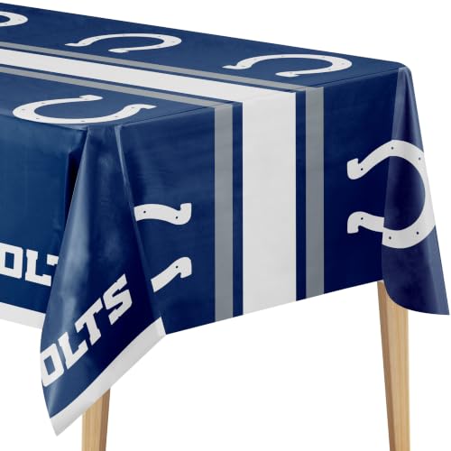 Trendware Indianapolis Colts Plastic Tablecloths, 3 ct - NFL Officially Licensed Plastic Table Covers, Disposable Football Party Supplies For Gameday Tailgates and Watch Parties