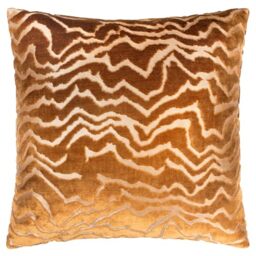 Paoletti Tierra Polyester Filled Cushion – Luxury Abstract Textured Cut Velvet Decorative Pillow (Bronze – 50x50cm)