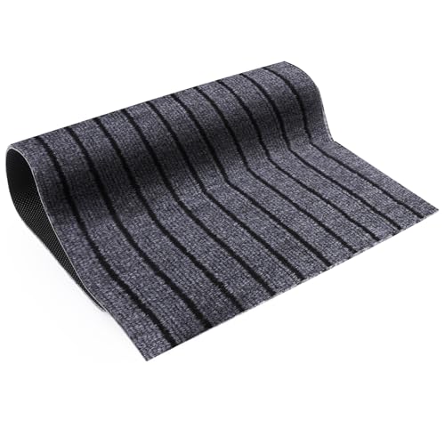 Aselected Indoor & Outdoor Door Mat 40X60 Cm Heavy Duty Washable Rubber Doormat Dirt Trapper Non Slip Entrance Rug Carpet Vacuum Super Absorbent Front, Grey