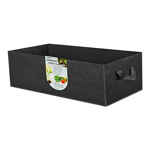 ANGELIOX 1 Pack 38 Gallon Grow Bags, 400g Thickened Nonwoven Fabric Raised Garden Bed Square Flower Planter Containers for Carrot Onion,Flowers,Fruit/Growing Pots with Handles(120x60x20cm)