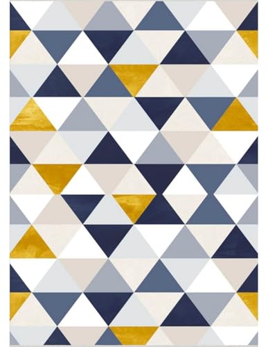 Mani Textile TPS_TREN_TRIAN_80 Rug Polyester Blue Yellow X_150_cm