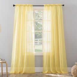 "No. 918 Rod Pocket Curtain Panel, Voile, Yellow, 51"" W x 84"" L (Pack of 1)"