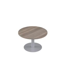 Office Hippo Circular Coffee Table, Sturdy & Stylish Small Table Desk, Laptop Table For Cafe, Coffee Shop or Bar, Versatile Office Table Ideal For Breakroom, 5 Year Guarantee - Grey Oak / Silver