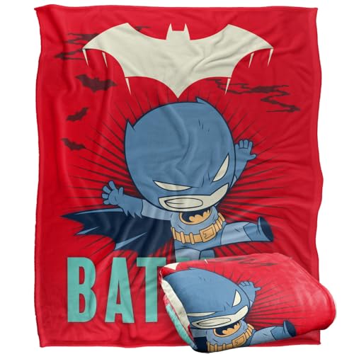 "LOGOVISION Kids DC Originals Super Friends Batman Leaping Silky Touch Super Soft Throw Blanket 50""x60"""