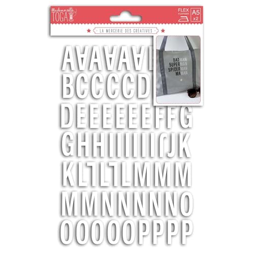 Toga Sheets of Iron-On Letters, Fabric, Blanc - Majuscule B??ton, 15.5 x 27.5 x 0.1 cm