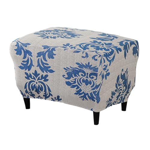Eco-Ancheng Ottoman Cover Stretch Rectangle Footrest Stool Covers Storage Ottoman Slipcover Ottoman Bench Covers Slip Cover for Foot Stool Footstool Protector with Nonslip Elastic Bottom (01,Large)