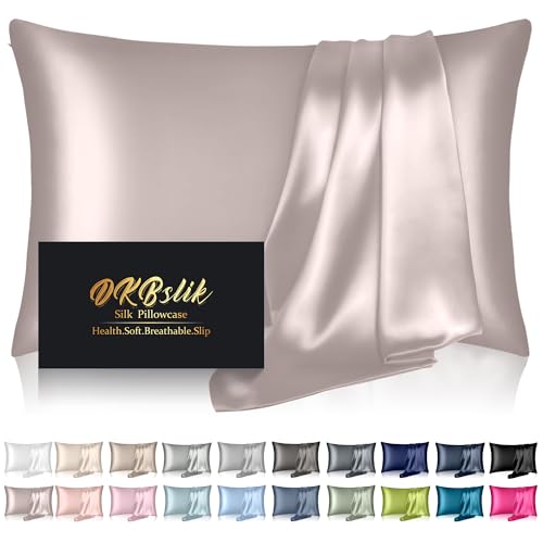 Mulberry Silk Pillow Cases Standard Size, Silk Pillowcase for Hair and Skin, Both Sides Natural Silk Satin Pillowcase for Sleeping Women with Zipper, Gifts for Women Men, Taupe