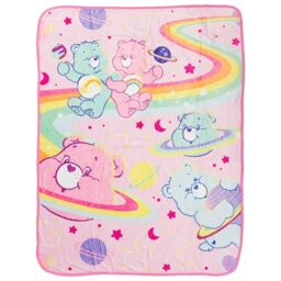 "Silver Buffalo Care Bears Rainbow Cosmic Space Featuring Cheer Bear and Wish Bear 45"" x 60"" Fleece Throw Blanket"