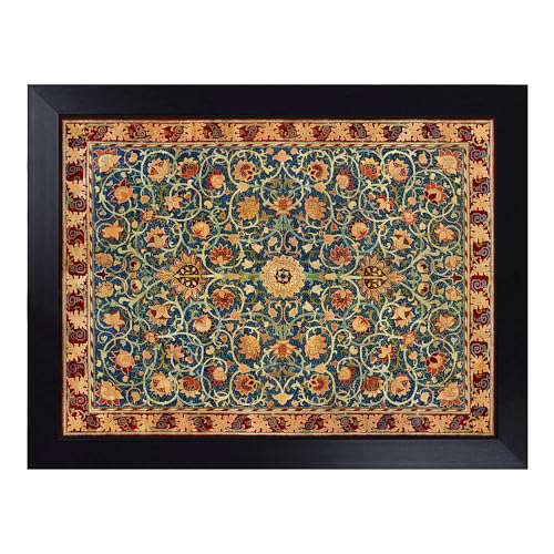 Lap Tray with Bean Bag Cushion, Holland Park Print By William Morris - Handmade in the UK, Raised Wooden Edge, Padded Cushion, Heat-Resistant Wipe-Clean Surface, for Meals, Laptops and Crafts