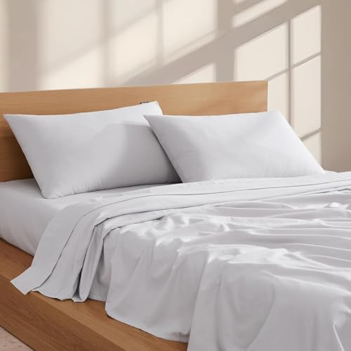 Linen Closet 160 GSM 100% Cotton Percale Sheet Set Queen Soft Gray