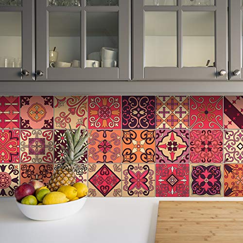 Ambiance Sticker Self-Adhesive Decorative Wall Decal Cement Tile for Bathroom and Kitchen Cipriano - Pack of 24 Stickers of 10 x 10 cm