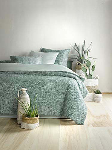 De Witte Lietaer Cravat Satin Duvet Cover and Pillowcases, Cotton, Green Print, 240 x 220 cm / 260 x 70 cm